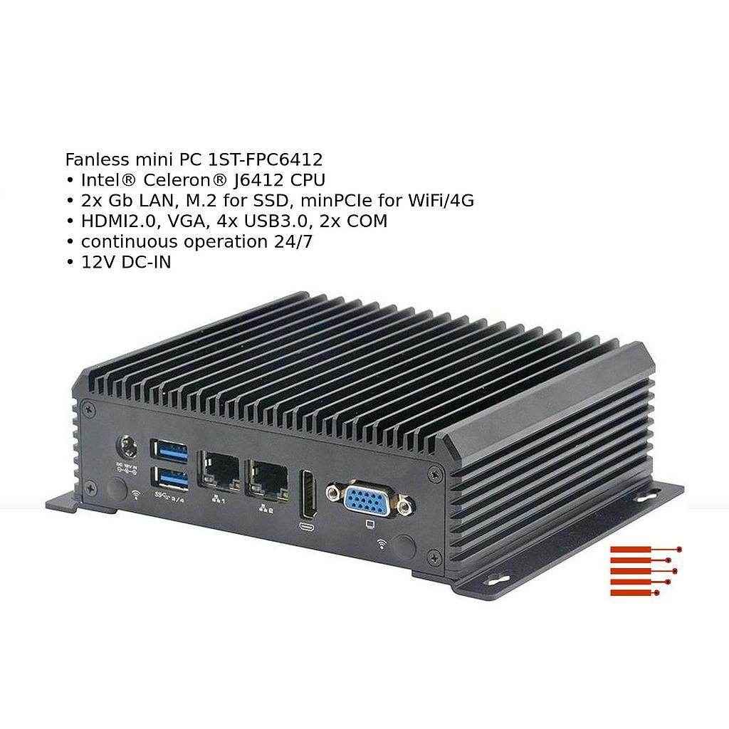 Fanless mini PC 1ST-FPC6412