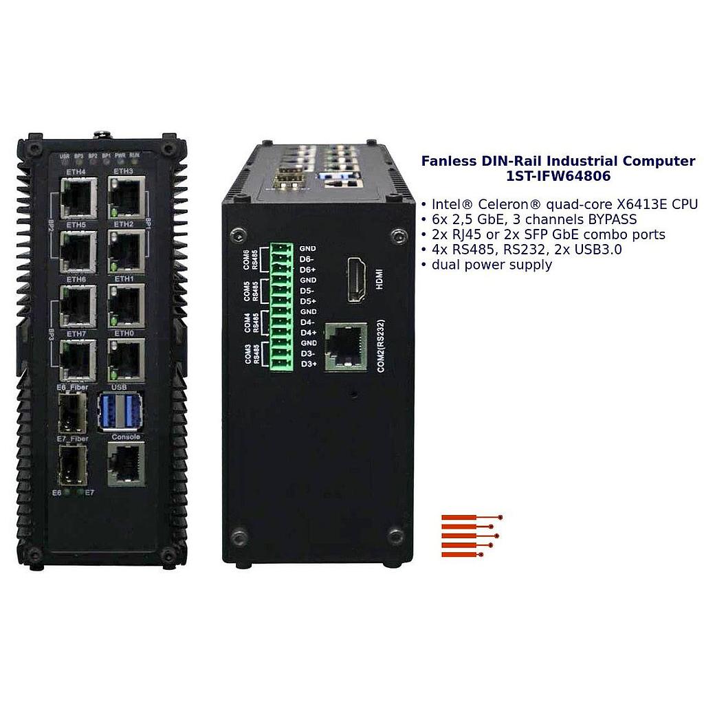 Luefterloser Industrie DIN-Rail-PC 1ST-IFW64806