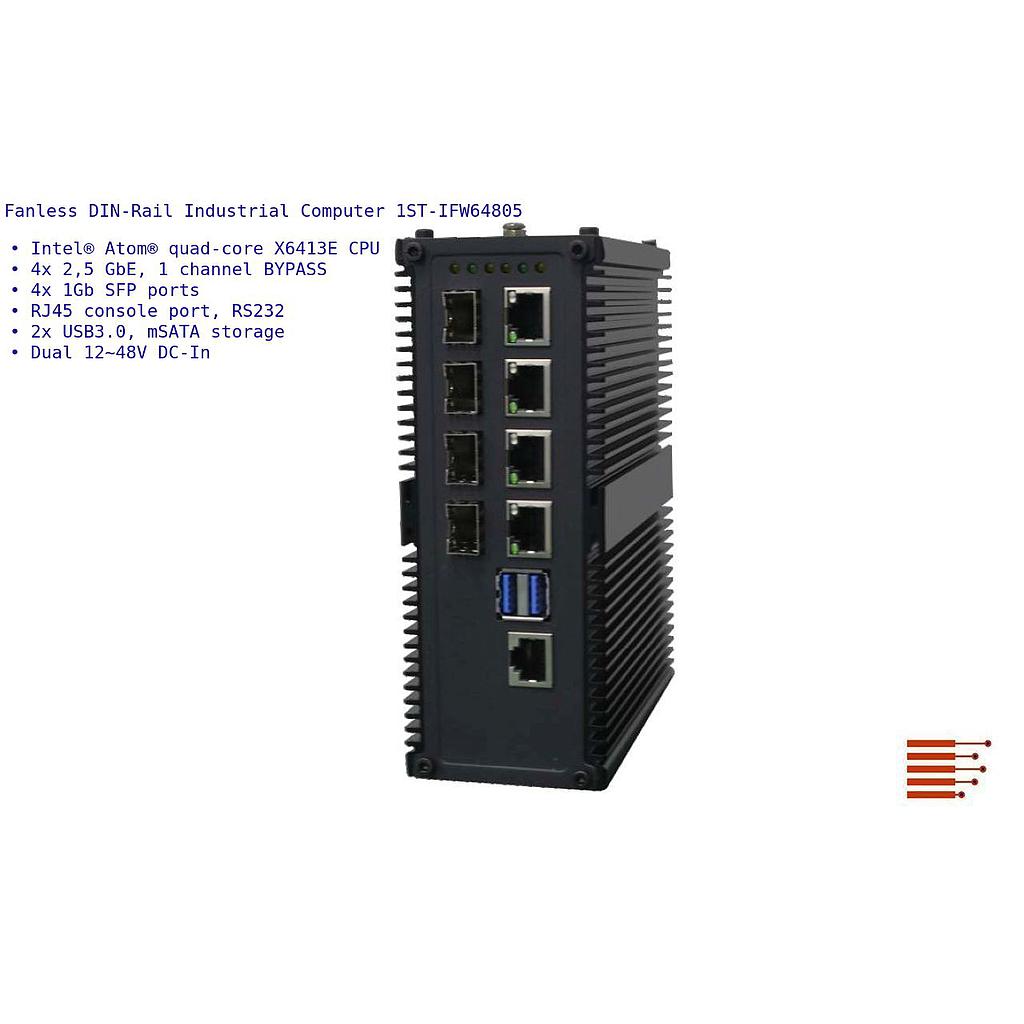 Fanless DIN-Rail Industrial PC 1ST-IFW64805